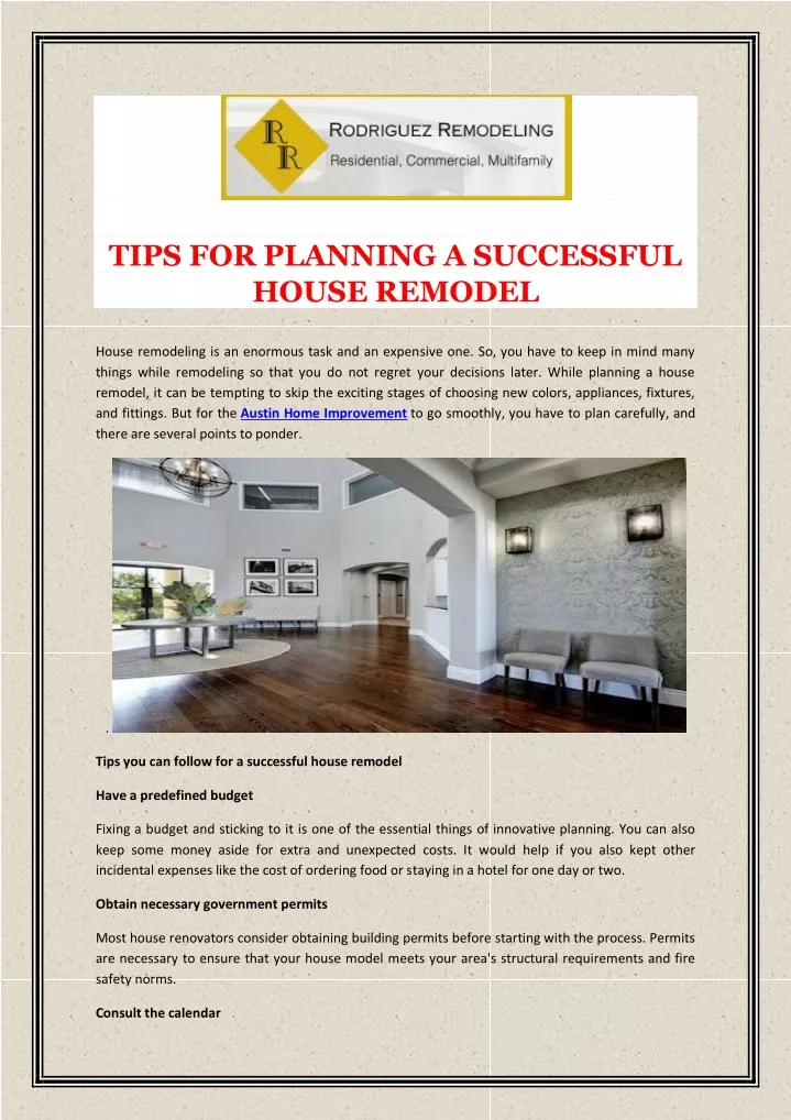 tips for planning a successful house remodel