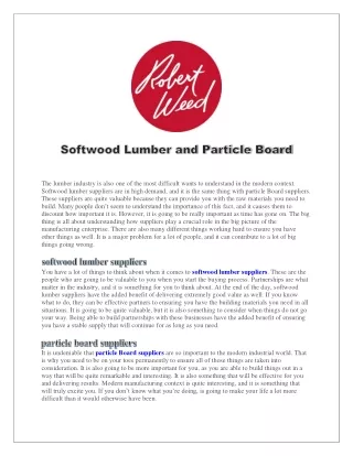 Softwood Lumber and Particle Board