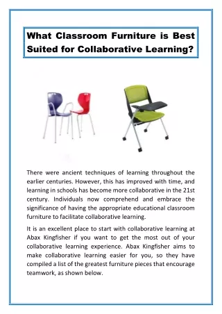 What Classroom Furniture Is Best Suited For Collaborative Learning?