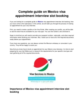 Complete guide on Mexico visa appointment interview slot booking