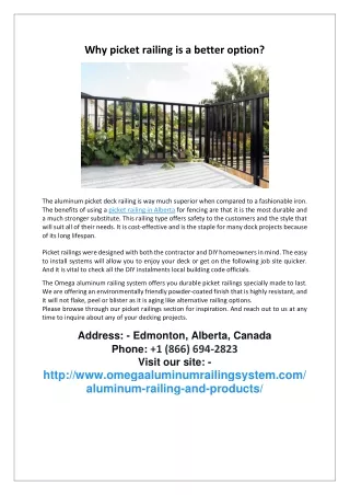 why picket railing is a better option