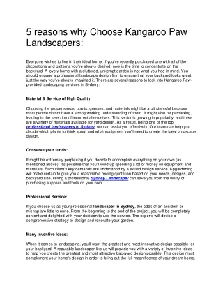 5 reasons why Choose Kangaroo Paw Landscapers
