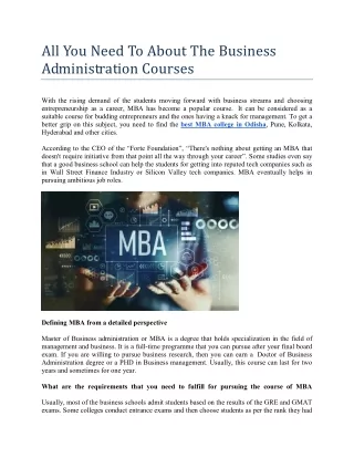 All You Need To About The Business Administration Courses