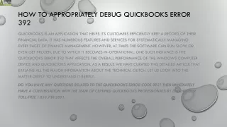 how to appropriately debug quickbooks error 392