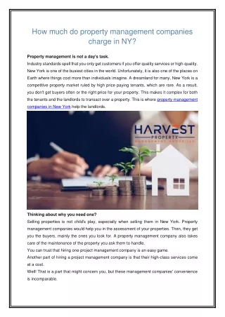 How much do property management companies charge in NY