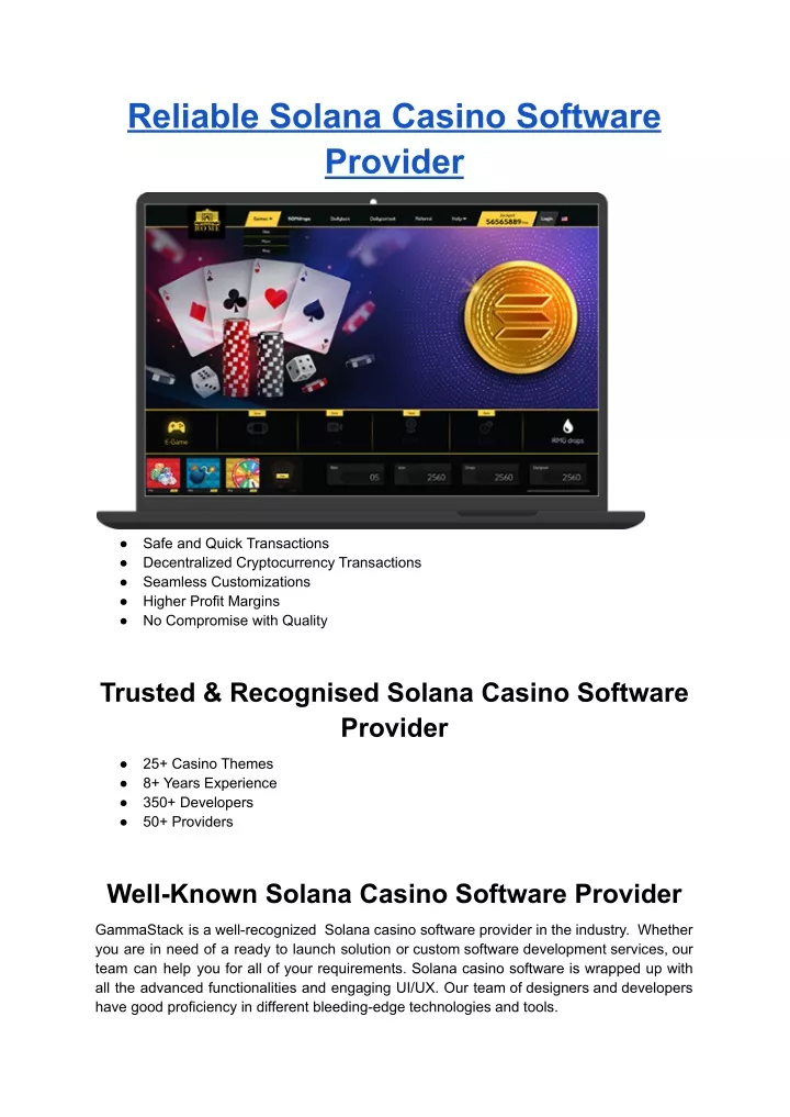 reliable solana casino software provider