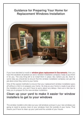 guidance for preparing your home for replacement