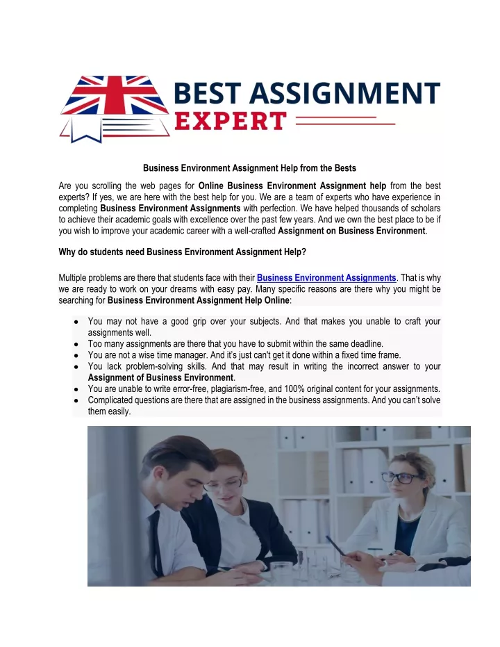 business environment assignment help from