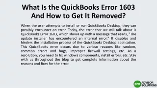 What Is the QuickBooks Error 1603 And How to Get It Removed?