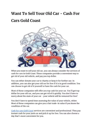 Want To Sell Your Old Car - Cash For Cars Gold Coast