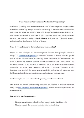 what procedures and techniques are used