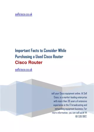Important Facts to Consider While Purchasing a Used Cisco Router