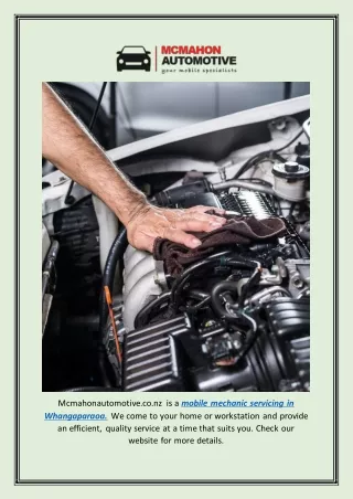 Mobile Mechanics Whangaparaoa | Mcmahonautomotive.co.nz