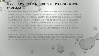 learn how to fix quickbooks reconciliation problems