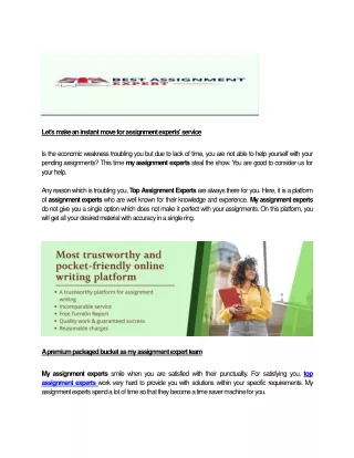 let s make an instant move for assignment experts