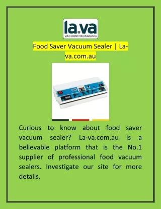 Food Saver Vacuum Sealer  La-va.com.au