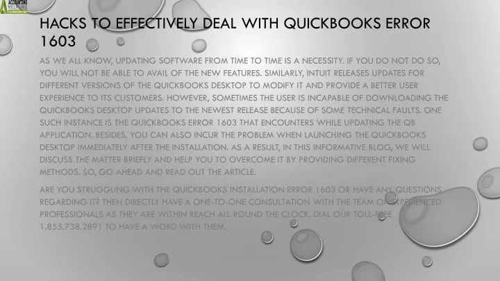 hacks to effectively deal with quickbooks error 1603