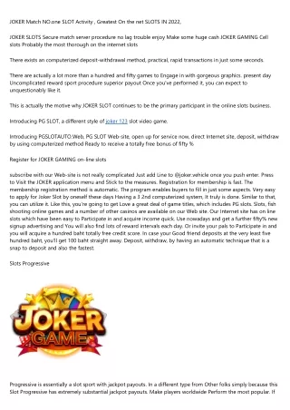 JOKER GAME NO.1 SLOT GAME , BEST ONLINE SLOTS IN 2022,