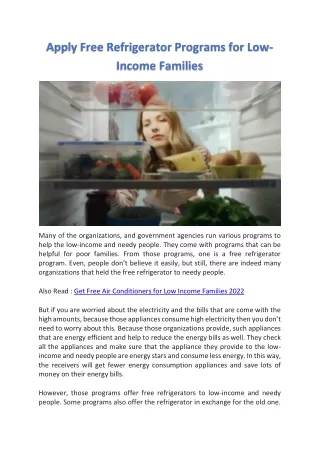 apply free refrigerator programs for low income