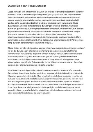d zce en yakn taksi duraklar d zce b y k bir kent
