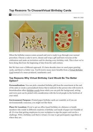 Top Reasons To Choose Virtual Birthday Cards