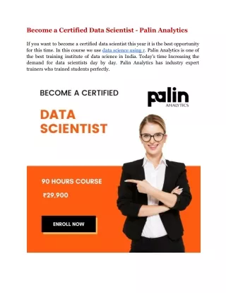 Become a Certified Data Scientist - Palin Analytics