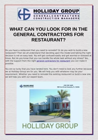 what can you look for in the general contractors