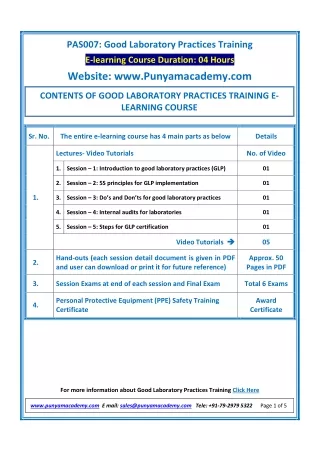 pas007 good laboratory practices training