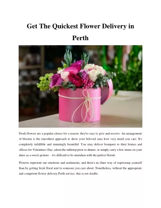 Get The Quickest Flower Delivery In Perth
