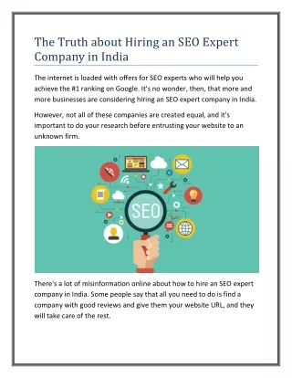 The Truth about Hiring an SEO Expert Company in India