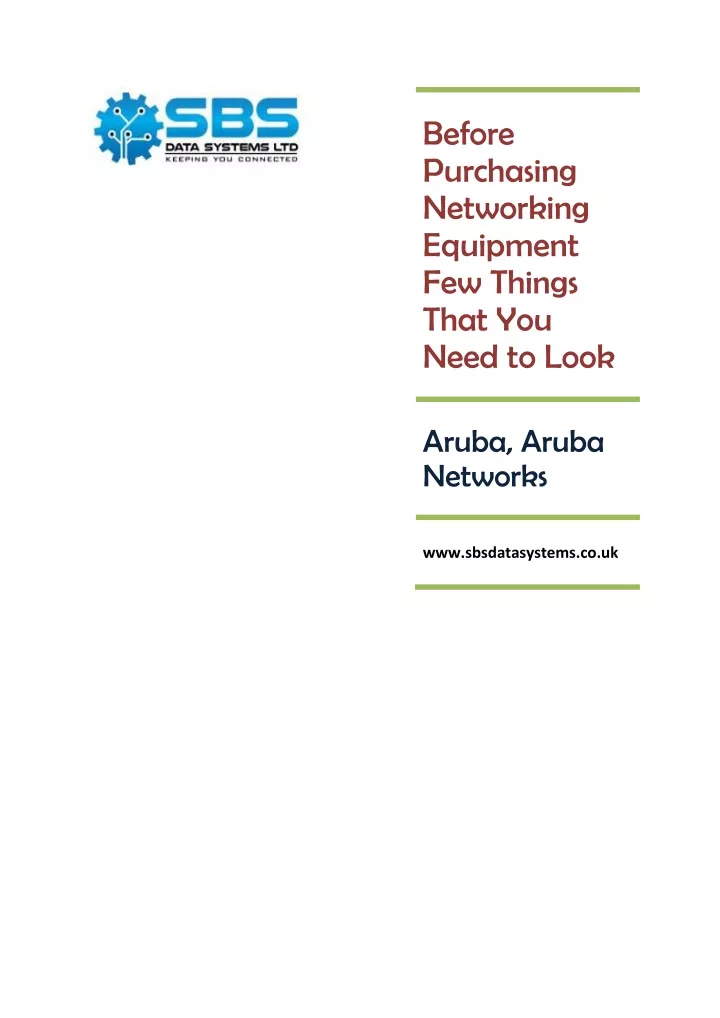 before purchasing networking equipment few things