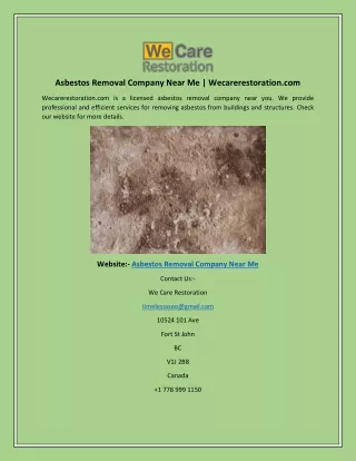 Asbestos Removal Company Near Me | Wecarerestoration.com