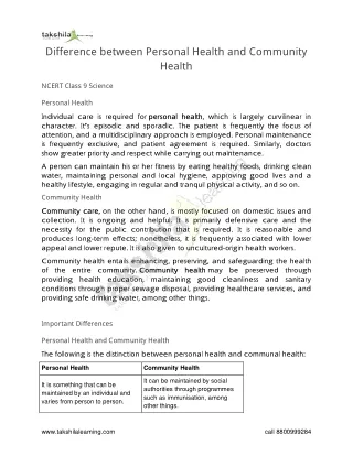 difference between personal health and community