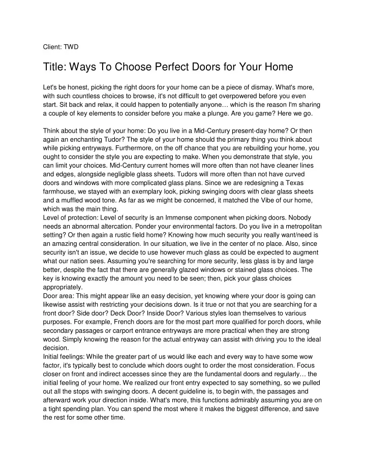client twd title ways to choose perfect doors