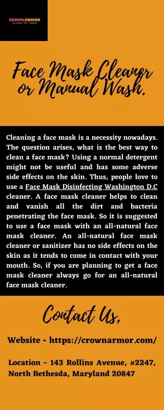 Safe Cleaning For Face Mask Cleaner