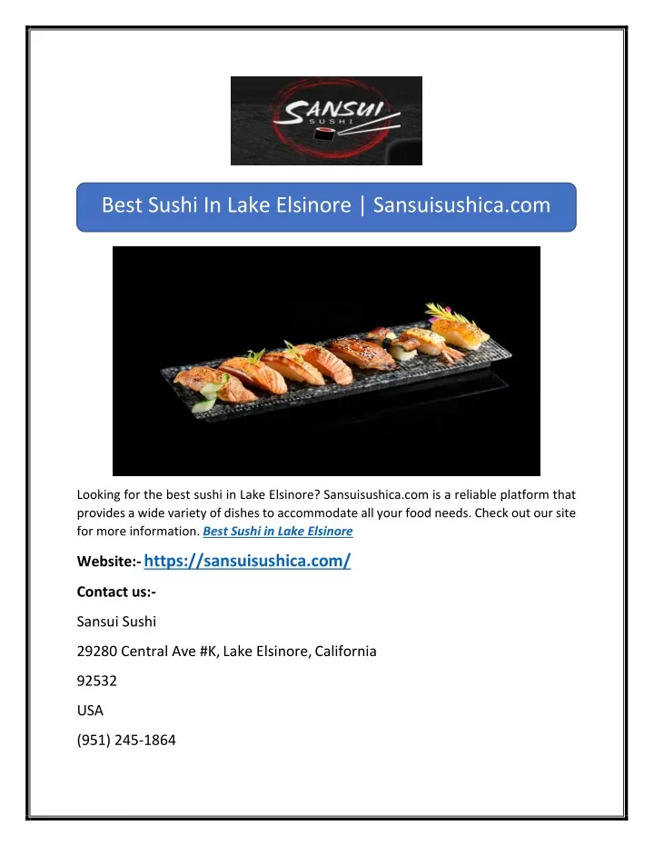 best sushi in lake elsinore sansuisushica com