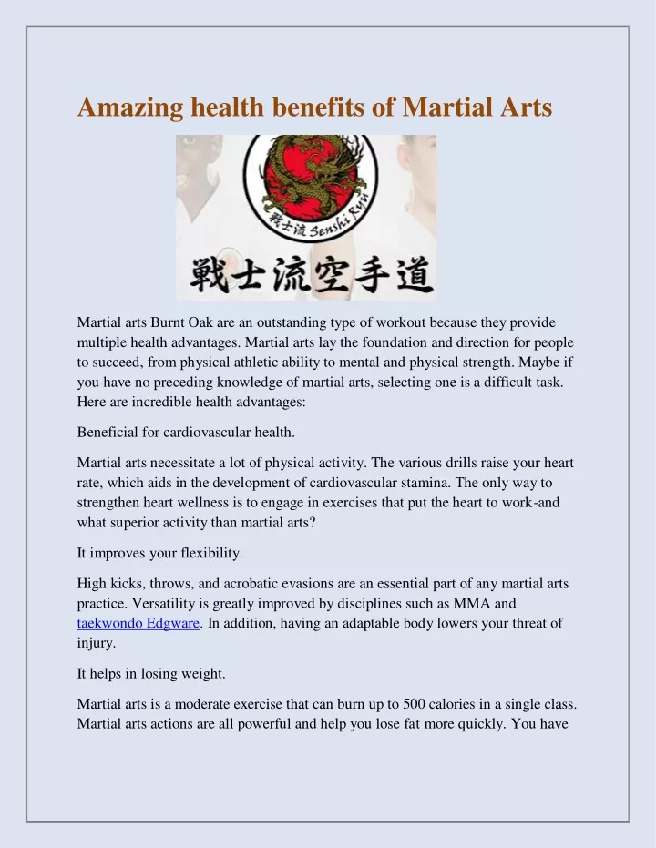 amazing health benefits of martial arts