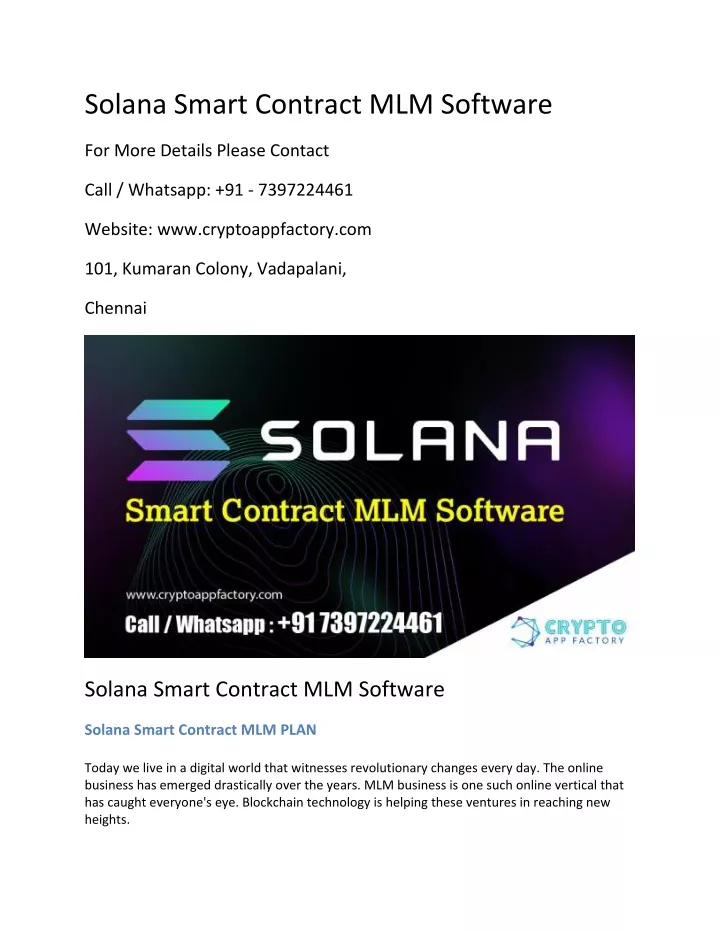 solana smart contract mlm software