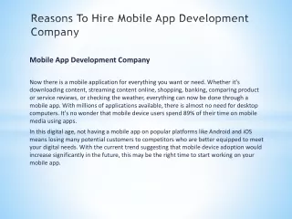 Reasons To Hire Mobile App Development Company In 2021