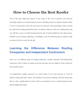 how to choose the best roofer