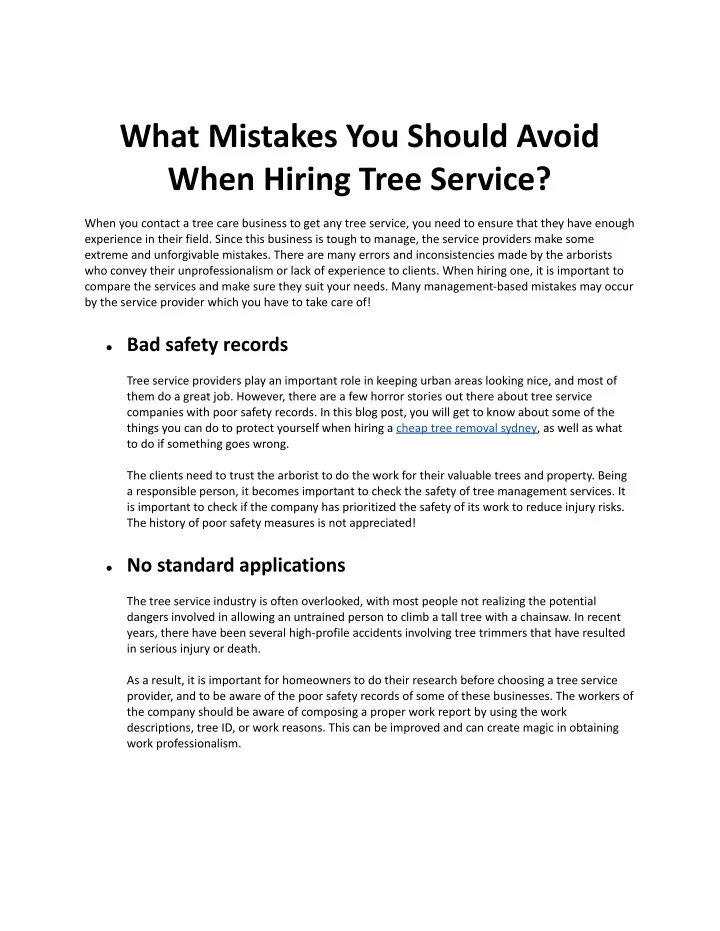 what mistakes you should avoid when hiring tree