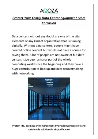 Protect Your Costly Data Center Equipment From Corrosion
