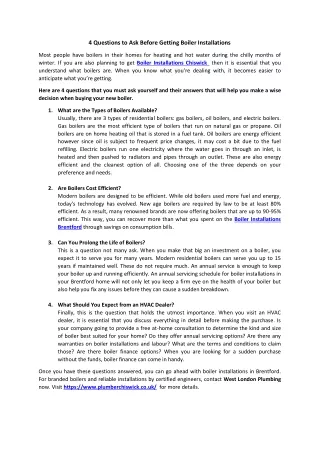 4 Questions to Ask Before Buying A New Boiler
