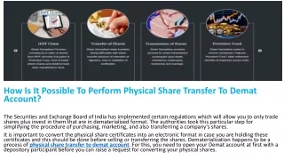 How Is It Possible To Perform Physical Share Transfer To Demat Account