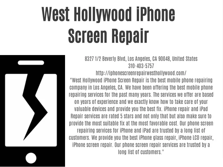 west hollywood iphone screen repair