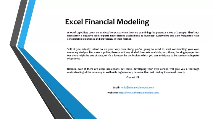 excel financial modeling