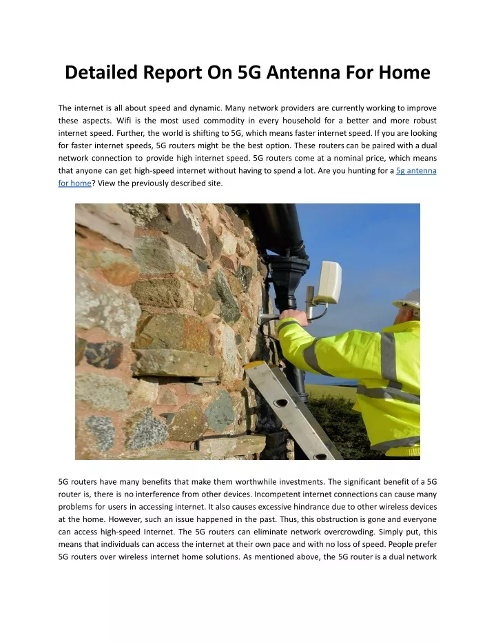 detailed report on 5g antenna for home