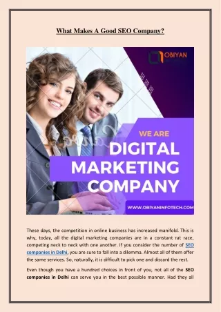 what makes a good seo company