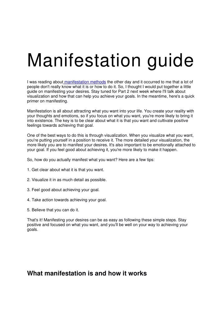 manifestation guide i was reading about