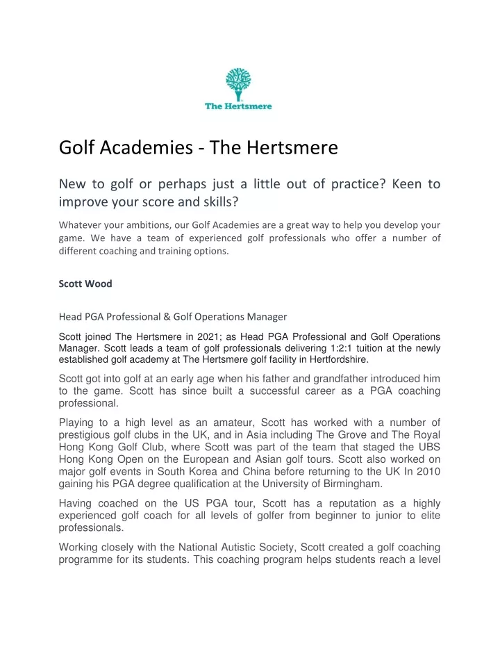 golf academies the hertsmere